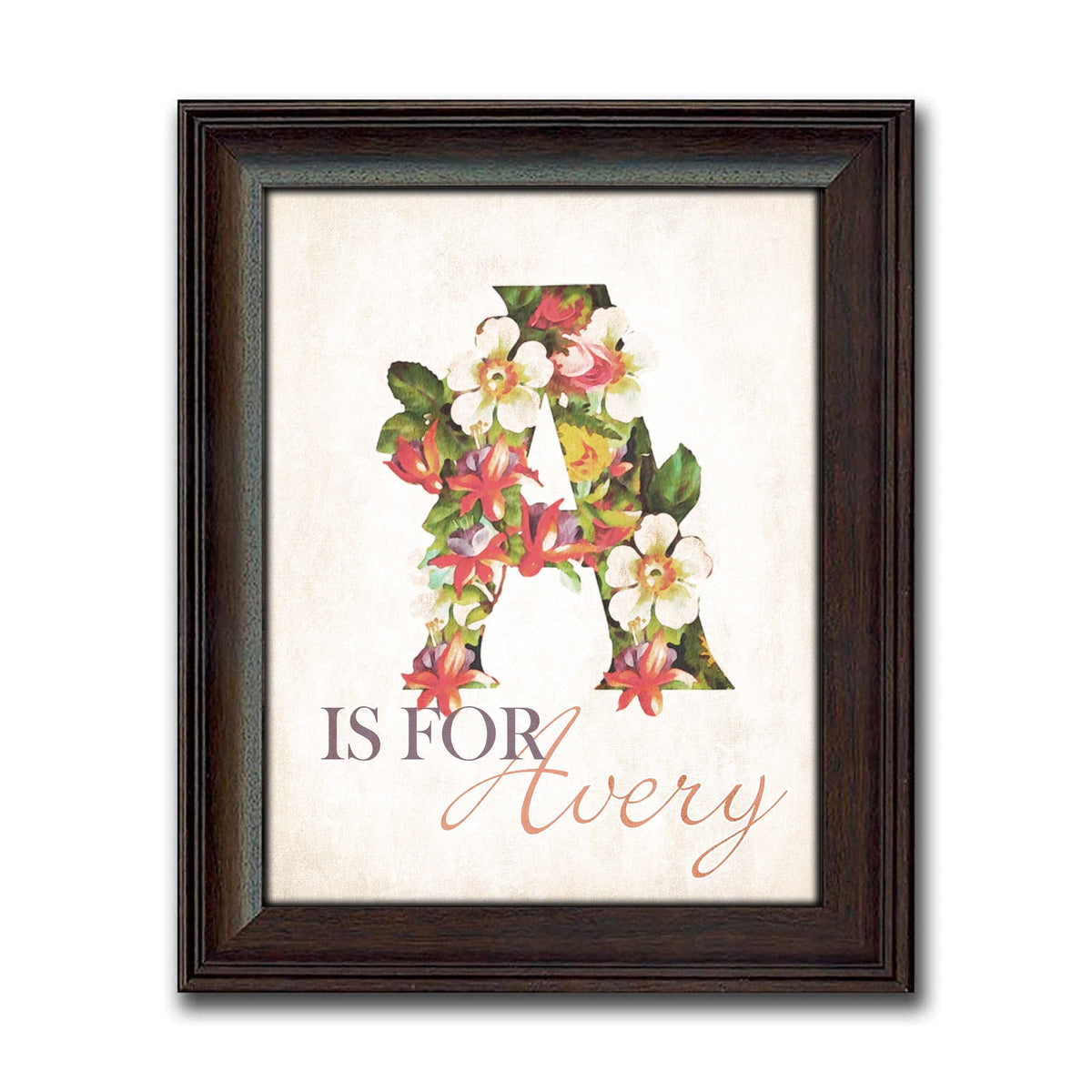 Personal-Prints art 15&quot;x17&quot; Under Glass Floral Monogram Prints