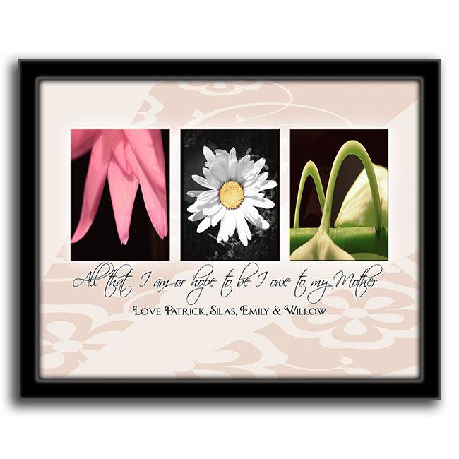 Personal-Prints art 12.5&quot;x15.5&quot; Framed Canvas Floral Name Print - Mom