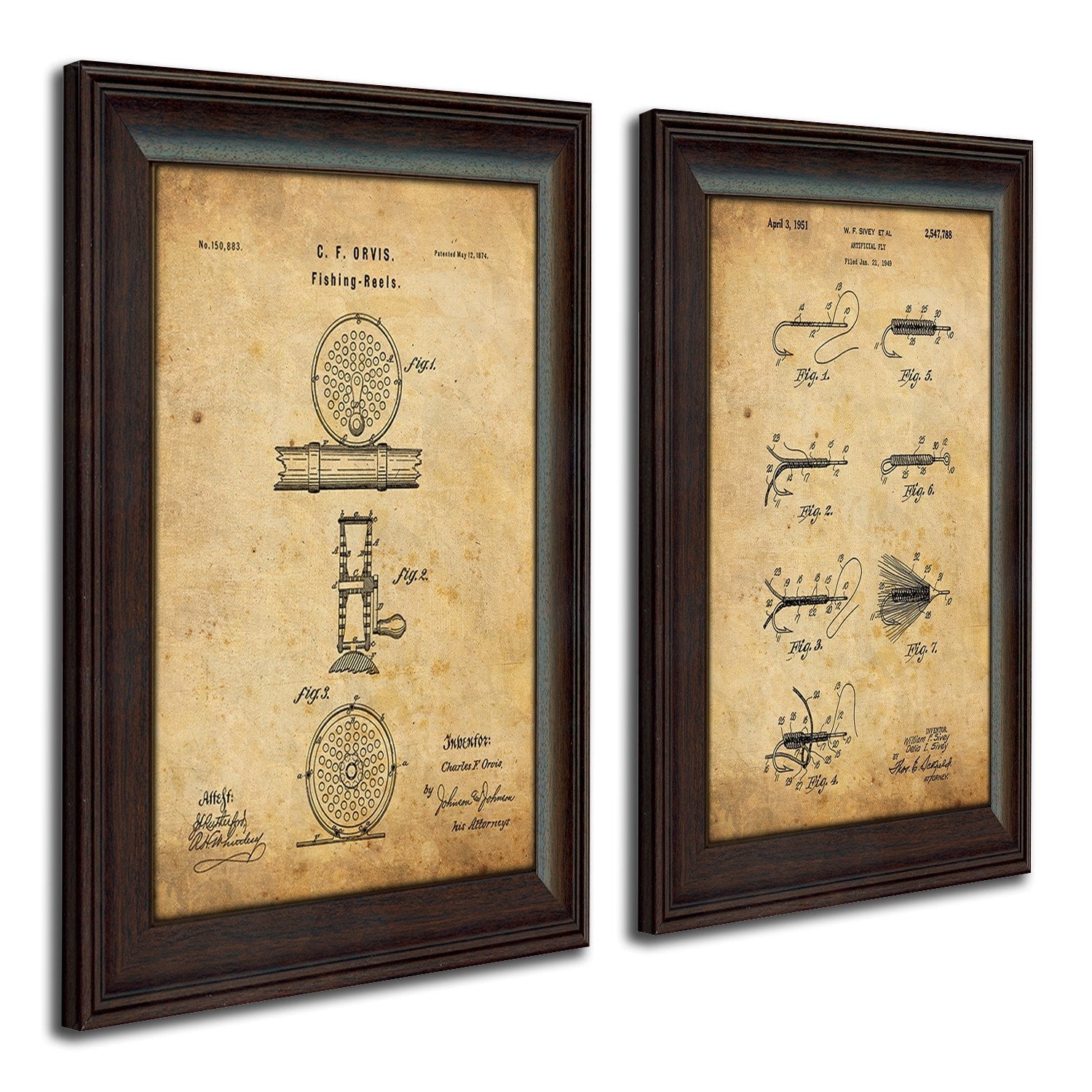 Personal-Prints art Fly Fishing Patent Art Set Fly Fishing - Patent Art Set