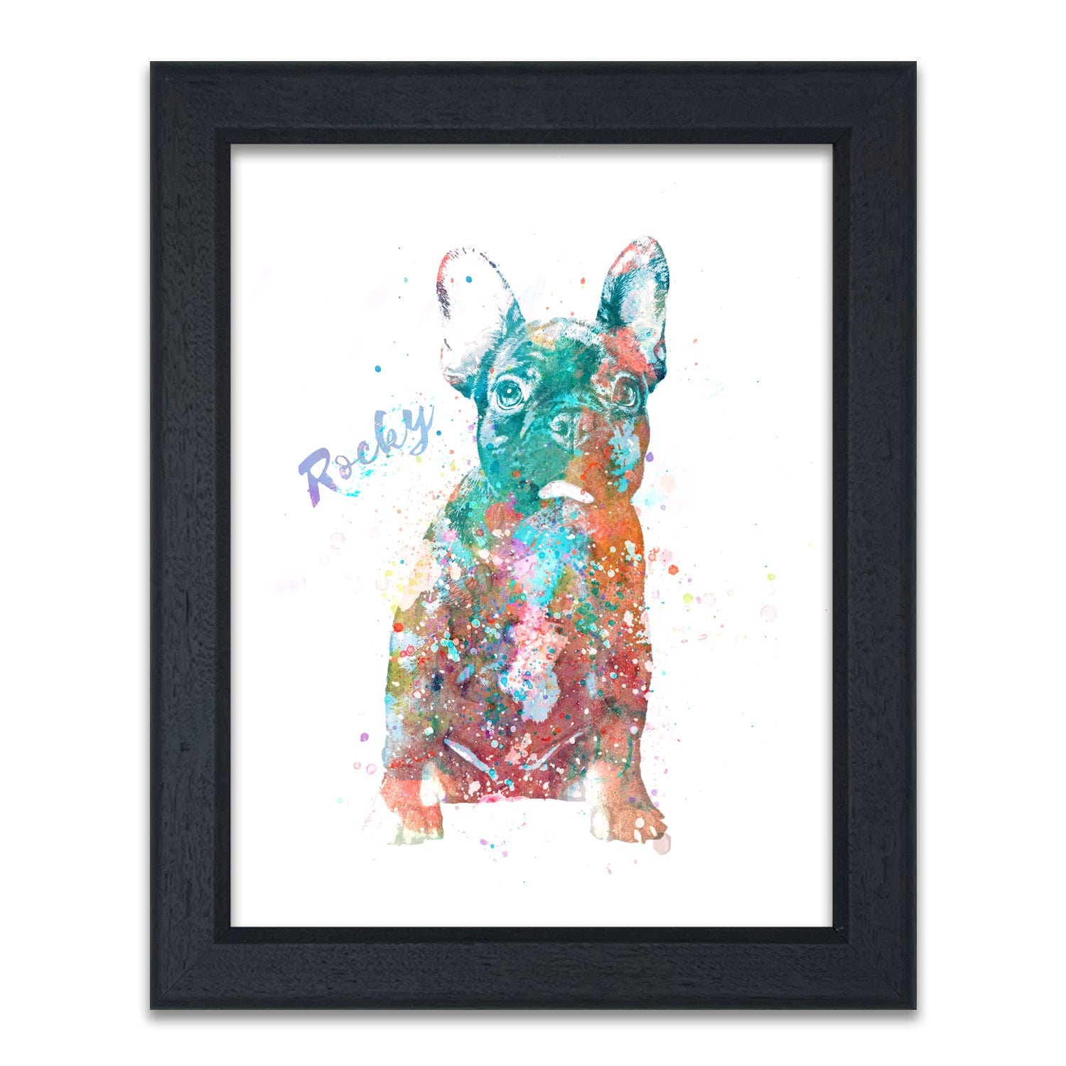 Personal-Prints art 14"x17" Under Glass French Bulldog Watercolor Print
