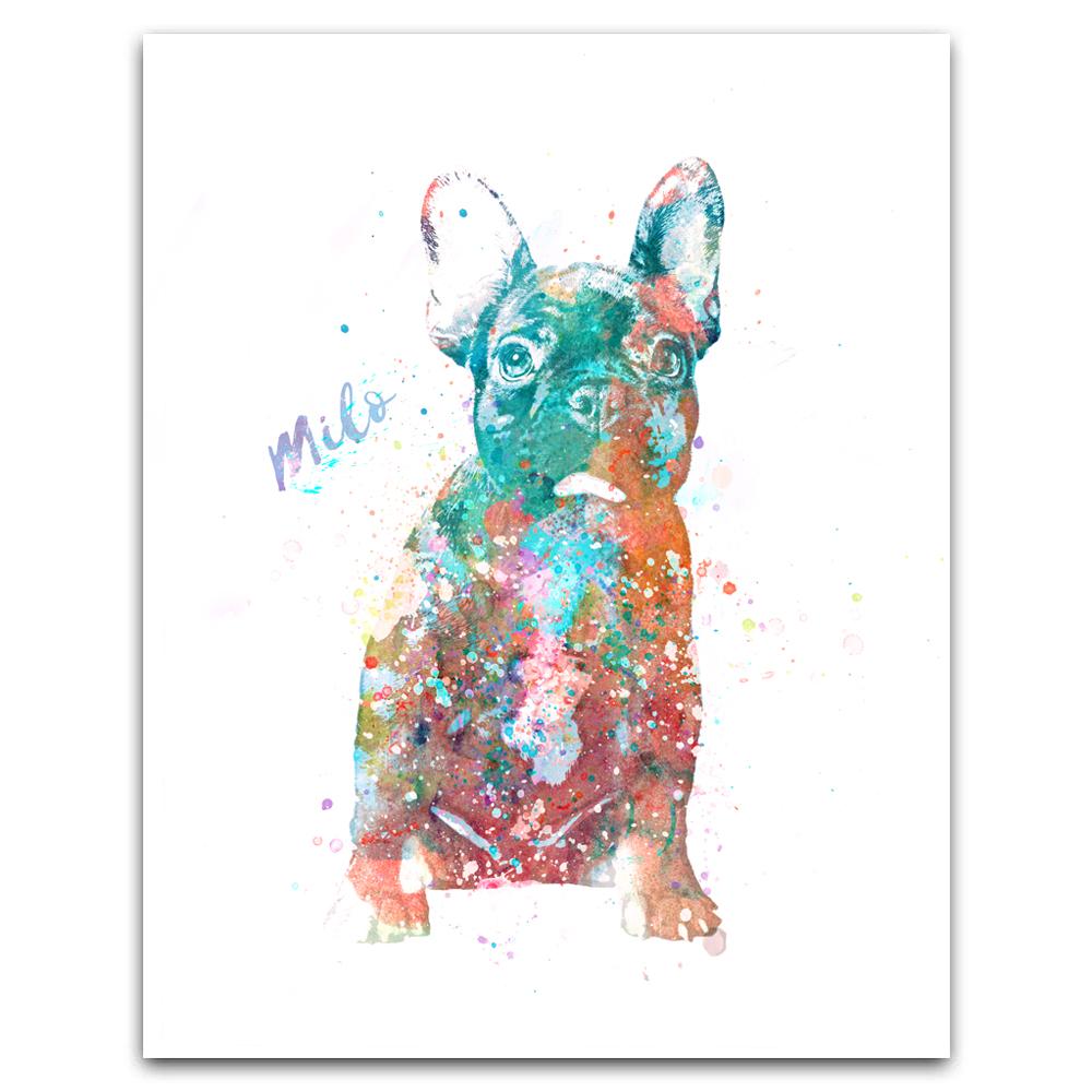 Personal-Prints art 6"x8" Block Mount French Bulldog Watercolor Print
