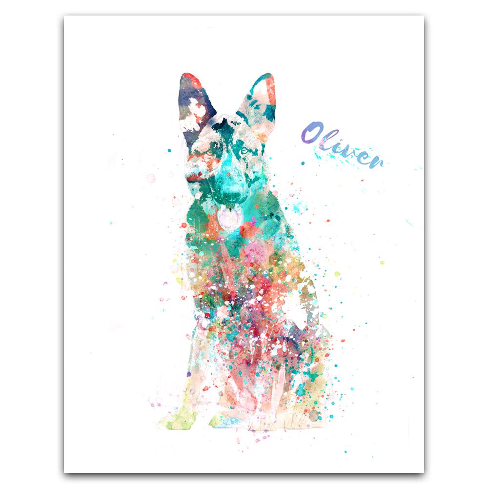 Personal-Prints art 6"x8" Block Mount German Shepherd Watercolor Print