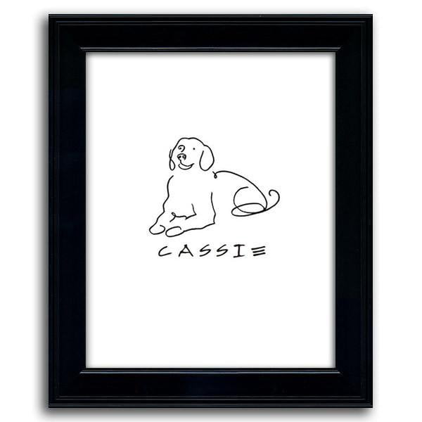 Personal-Prints art 12&quot;x15&quot; Under Glass Golden Retriever Line Art