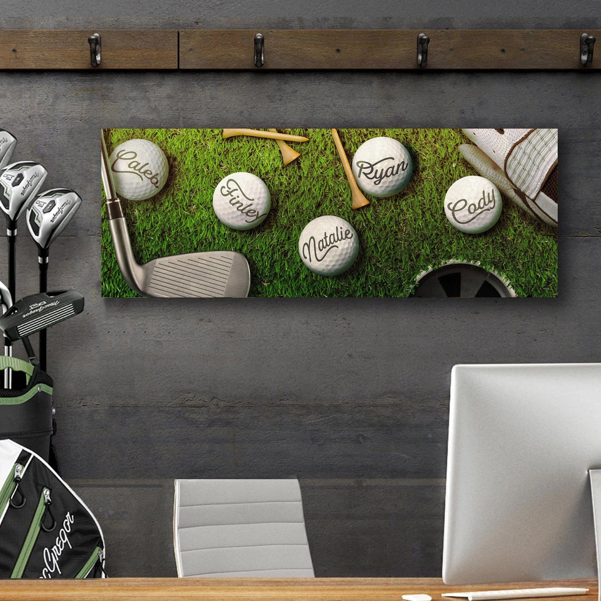 Personal-Prints art Golf Balls Dad &amp; Children Sign