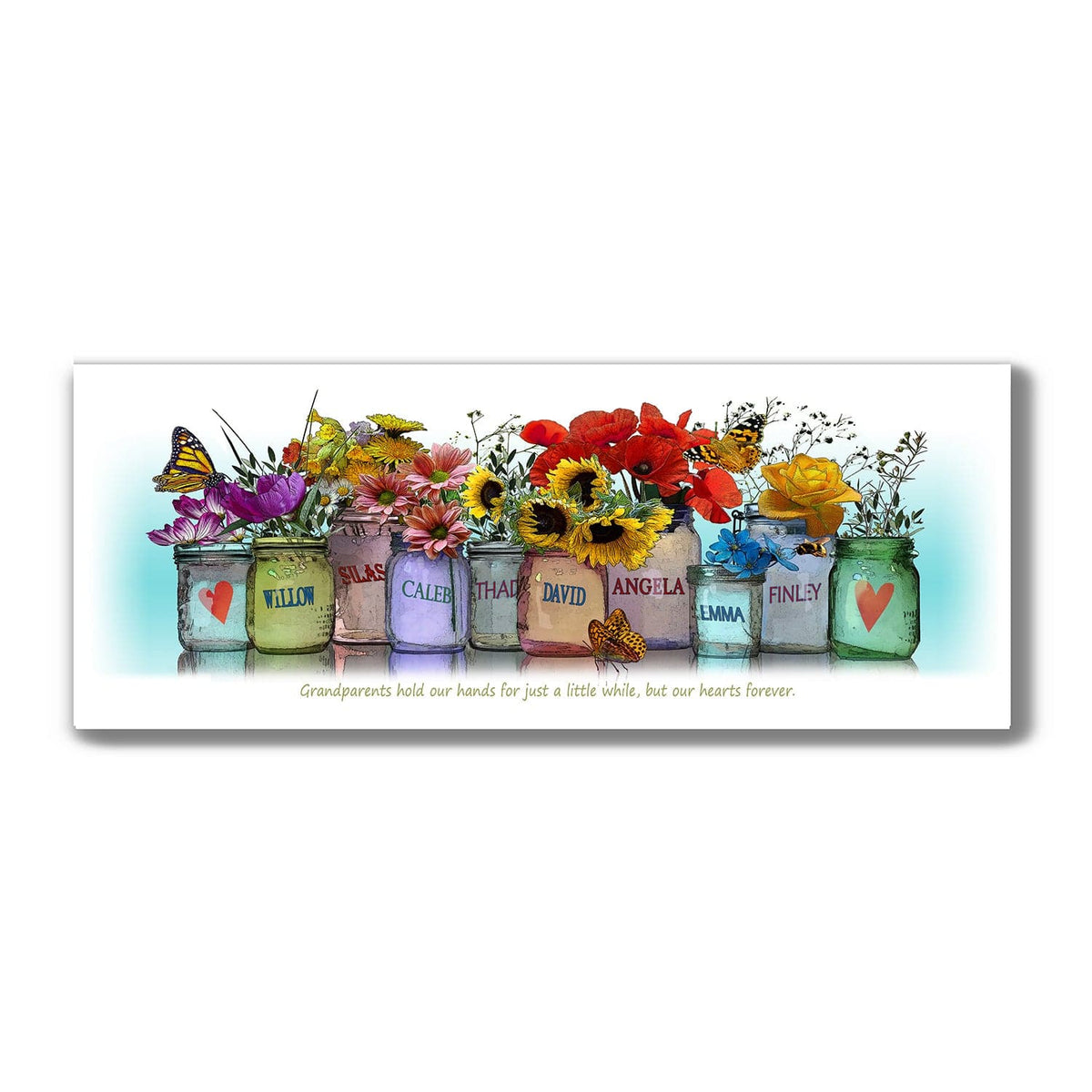 Personal-Prints art 6.5&quot;x18&quot; Block Mount Grandkids Mason Jar Print