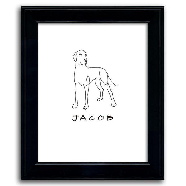 Personal-Prints art 12&quot;x15&quot; Under Glass Great Dane Line Drawing