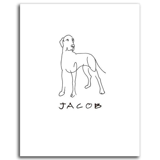 Personal-Prints art 6&quot;x8&quot; Mini Block Mount Great Dane Line Drawing