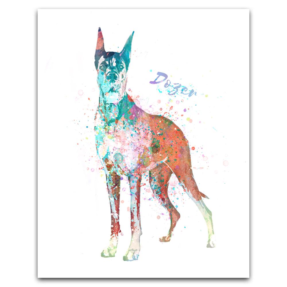 Personal-Prints art 6"x8" Block Mount Great Dane Watercolor Print