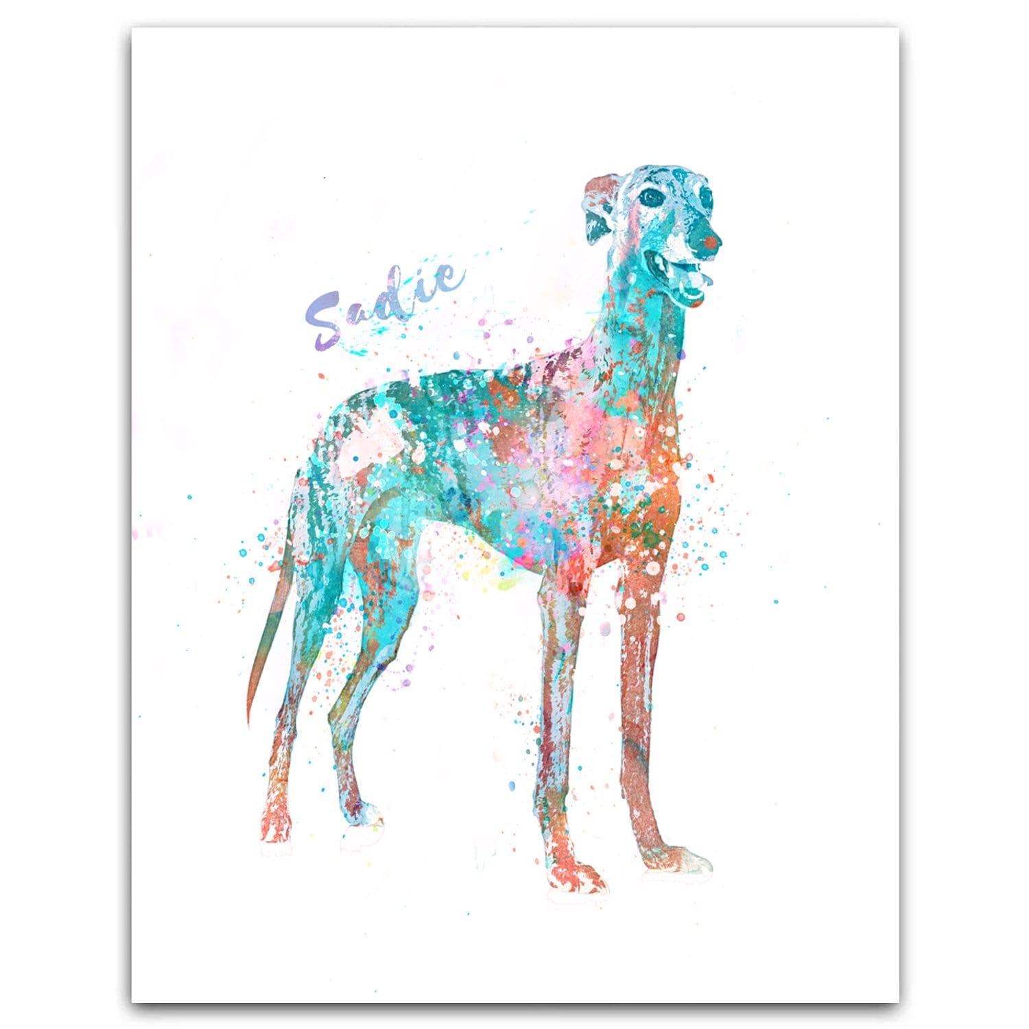 Personal-Prints art 6"x8" Block Mount Greyhound Watercolor Print
