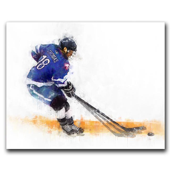 Personal-Prints art 11&quot;x14&quot; Block Mount Hockey Personalized Print