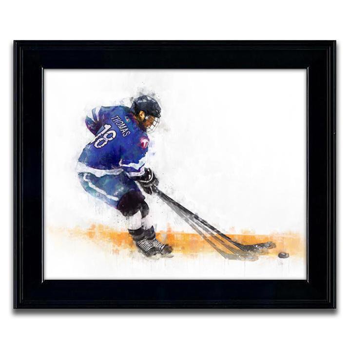 Personal-Prints art 14&quot;x17&quot; Under Glass Hockey Personalized Print