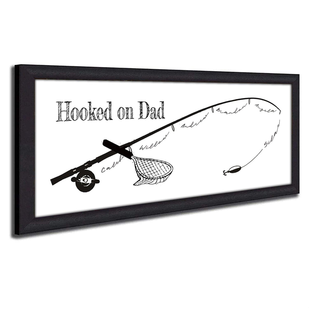 Personal-Prints art 13.5&quot;x32.5&quot; Framed Canvas Hooked on Dad - B&amp;W