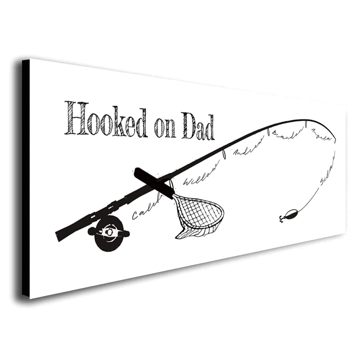 Personal-Prints art 6.5"x18" Block Mount Hooked on Dad - B&W