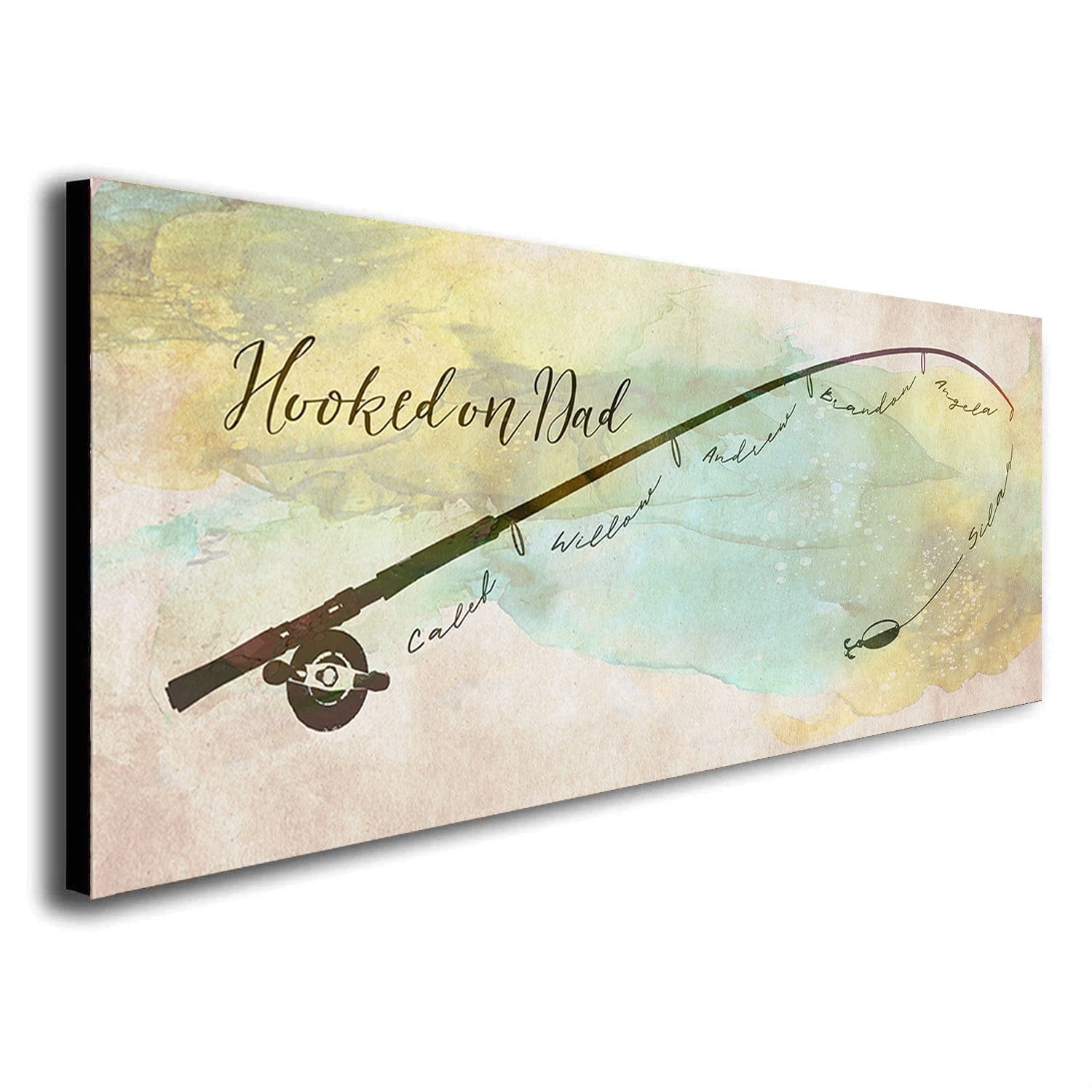 Personal-Prints art 6.5"x18" Block Mount Hooked on Dad - Color