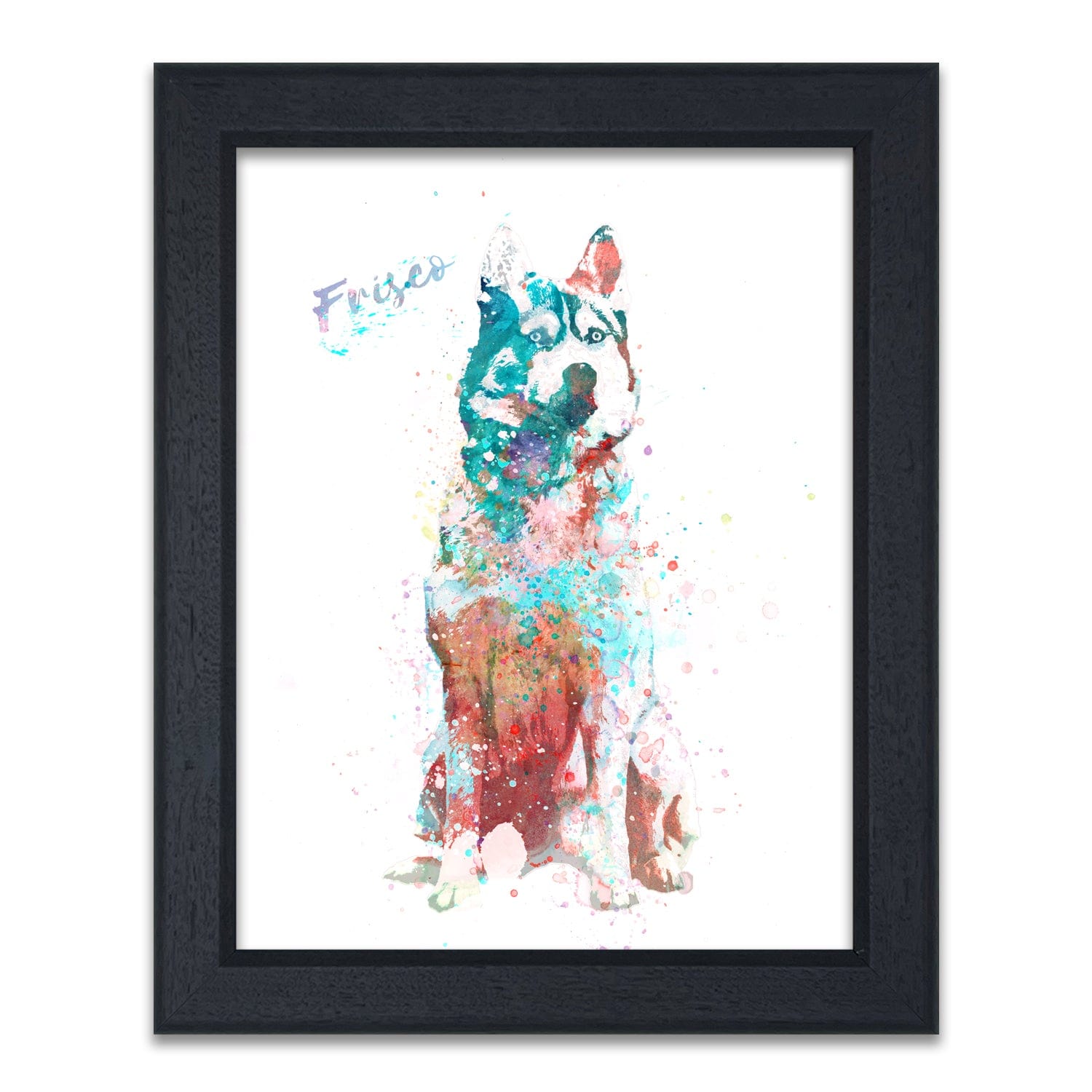 Personal-Prints art 14"x17" Under Glass Husky Watercolor Print