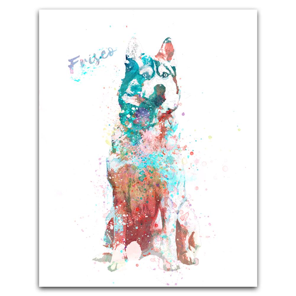 Personal-Prints art 6"x8" Block Mount Husky Watercolor Print