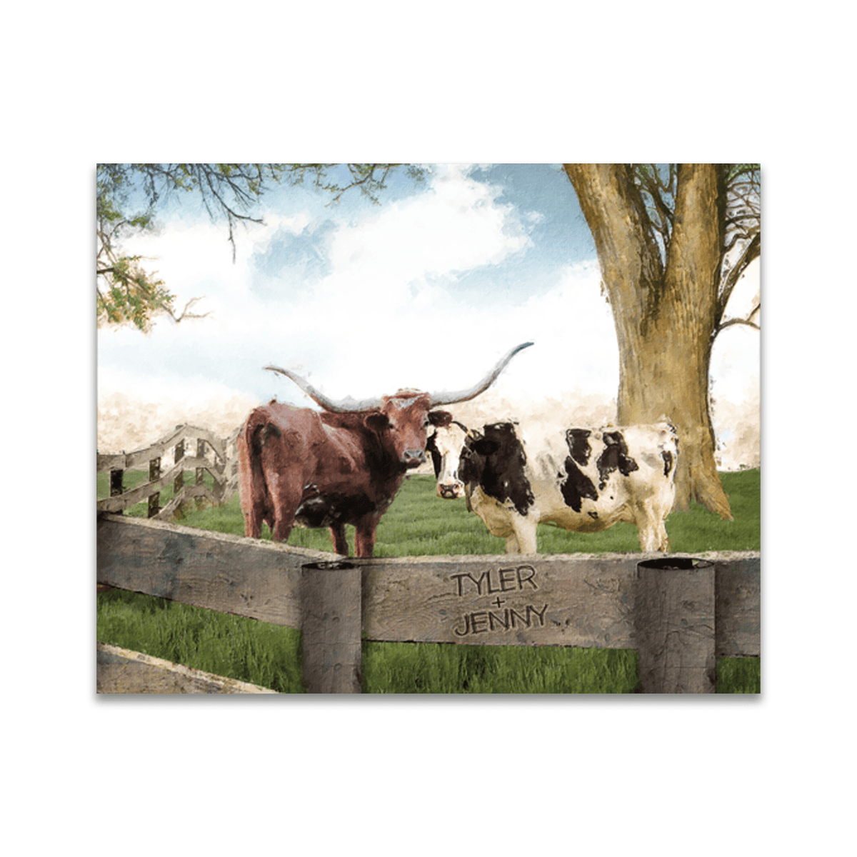 Personal-Prints art 11&quot;x14&quot; Block Mount I Love Moo