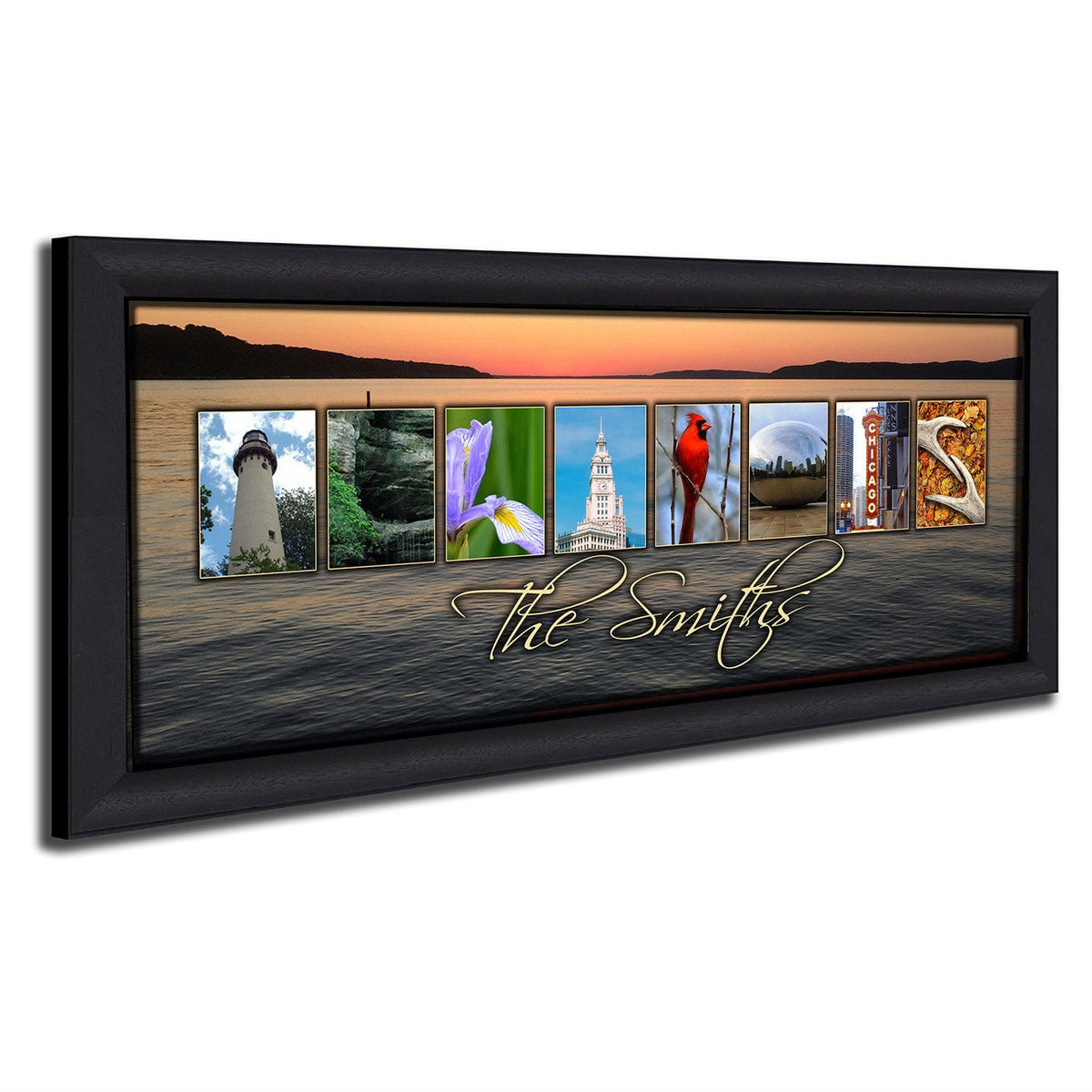 Personal-Prints art 13.5&quot;x32.5&quot; Framed Canvas ILLINOIS - State Name Art