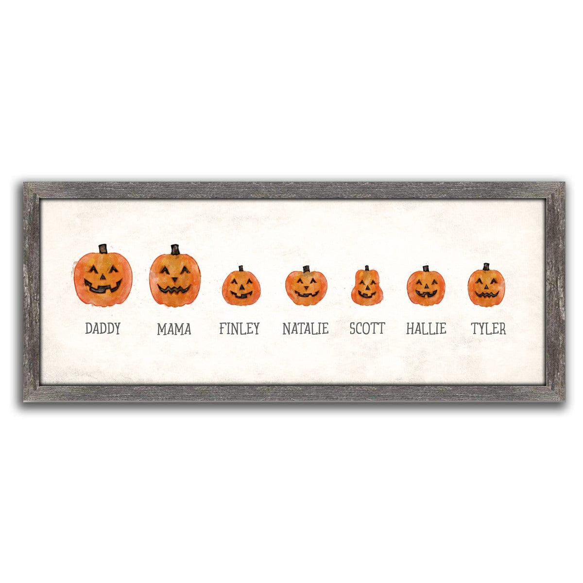 Personal-Prints art 13.5&quot;x32.5&quot; Framed Canvas Jack-O-Lantern Family