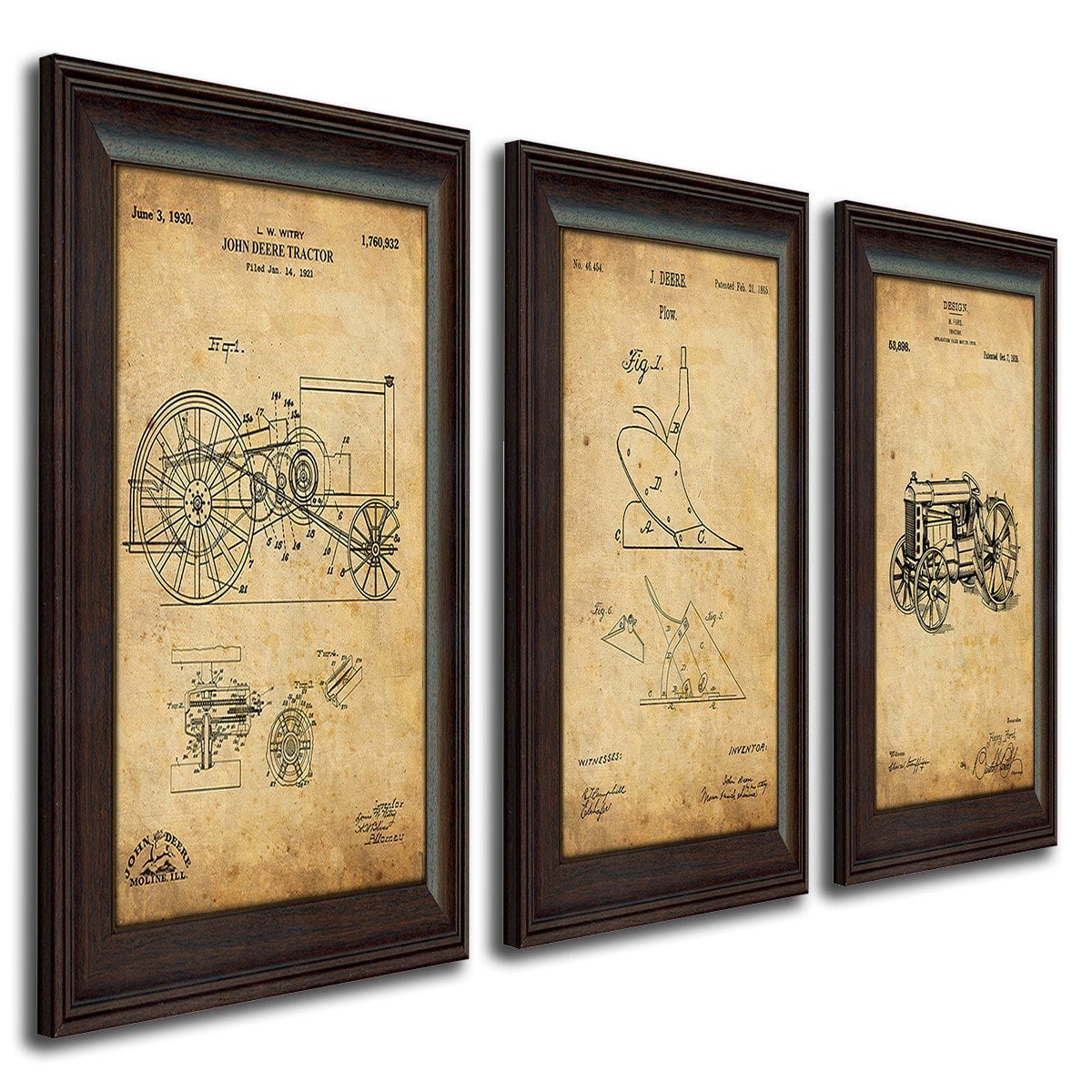 Personal-Prints art 3 Piece Set (JD Tractor, Ford Tractor, JD Plow) John Deere Tractor - Patent Art