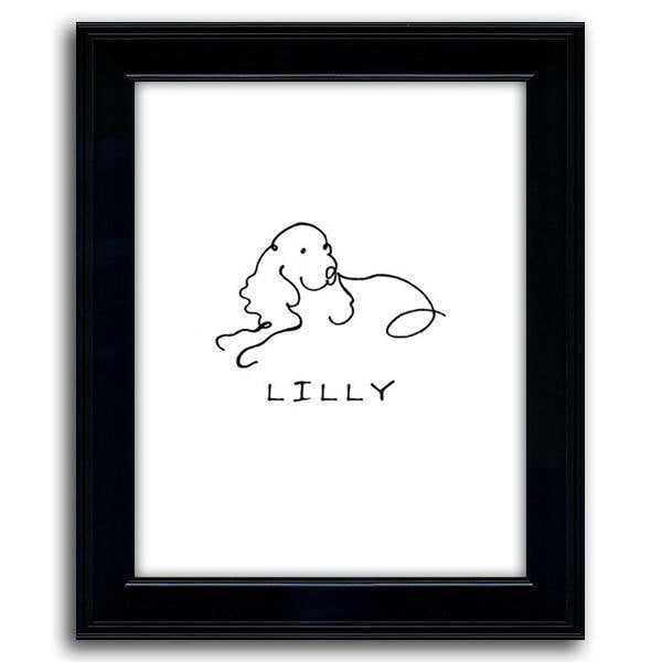 Personal-Prints art 12"x15" Under Glass King Charles Spaniel Dog Line Drawing