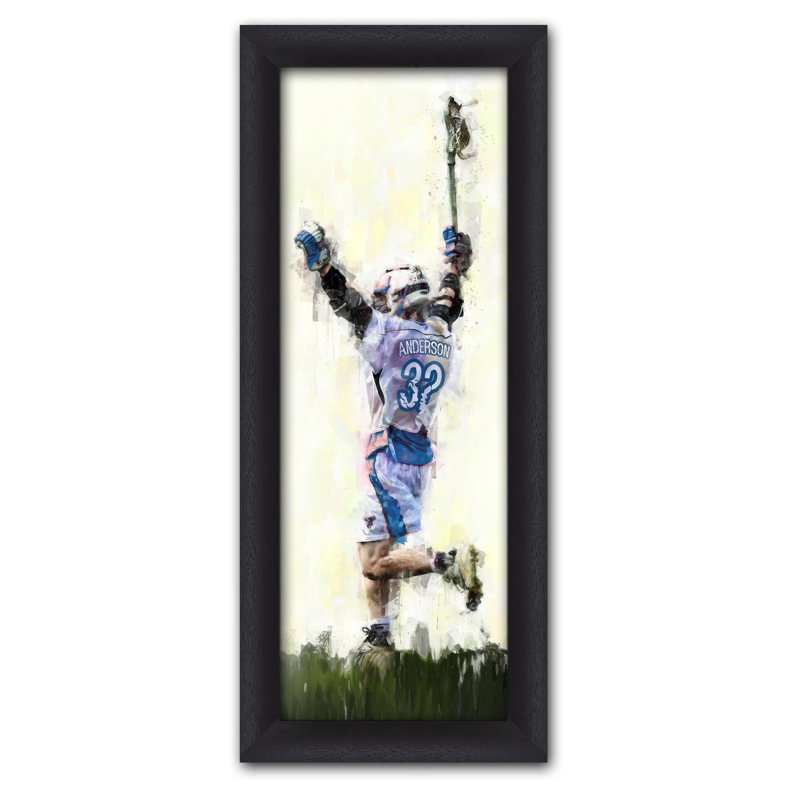 Personal-Prints art 13.5"x32.5" Framed Canvas Lacrosse Personalized Print