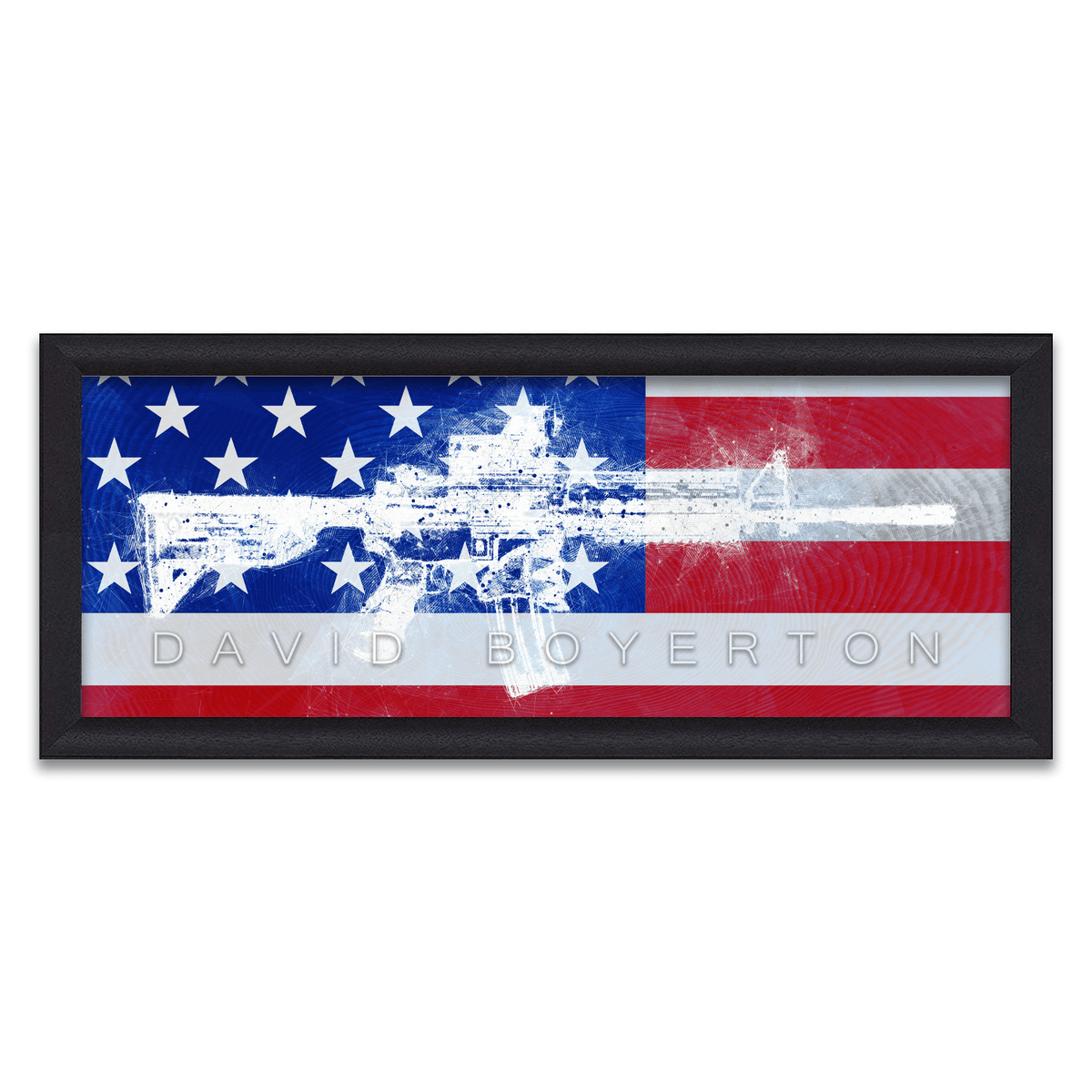 Personal-Prints art 13.5&quot;x32.5&quot; Framed Canvas Liberty Defender Personalized Sign