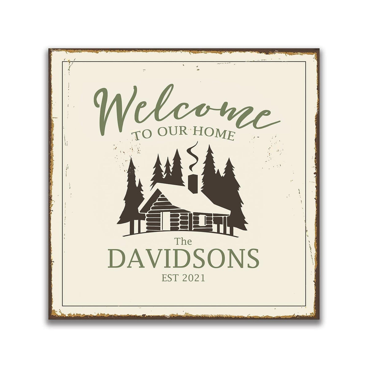 Personal-Prints art Log Cabin Welcome Sign