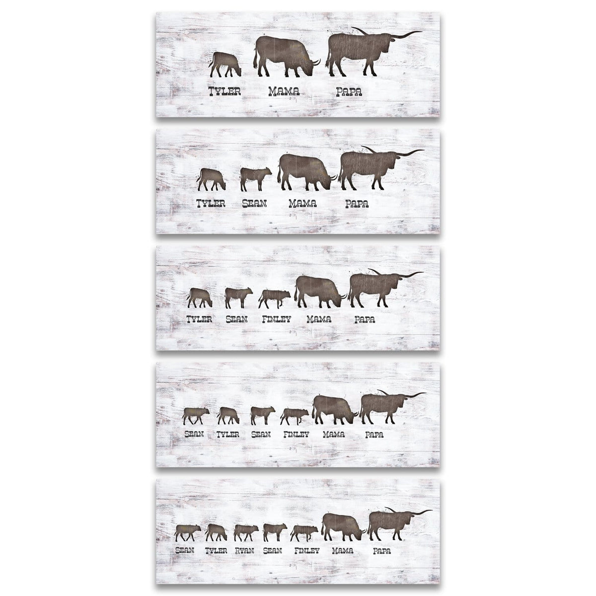 Personal-Prints art Longhorn Family Silhouettes