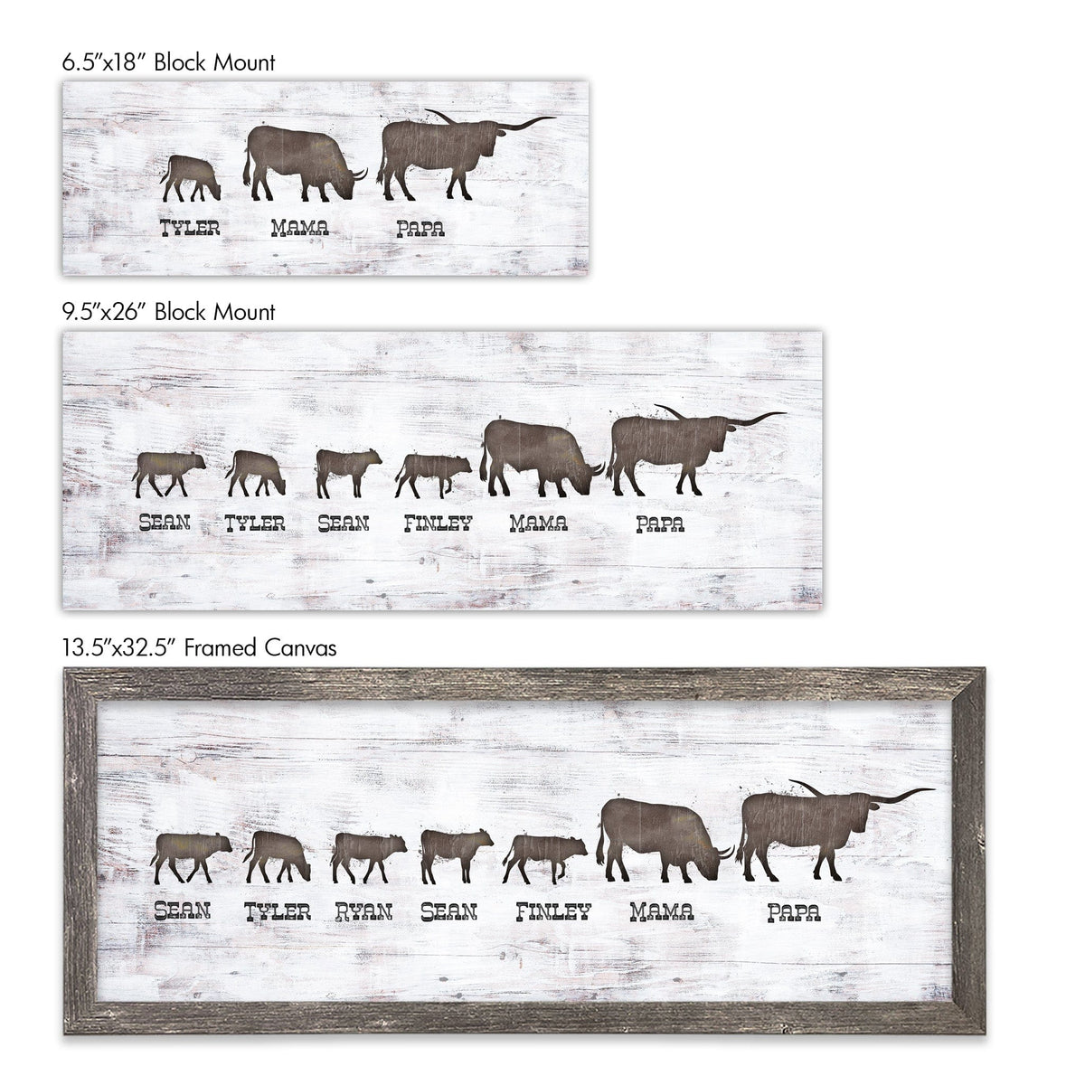 Personal-Prints art Longhorn Family Silhouettes