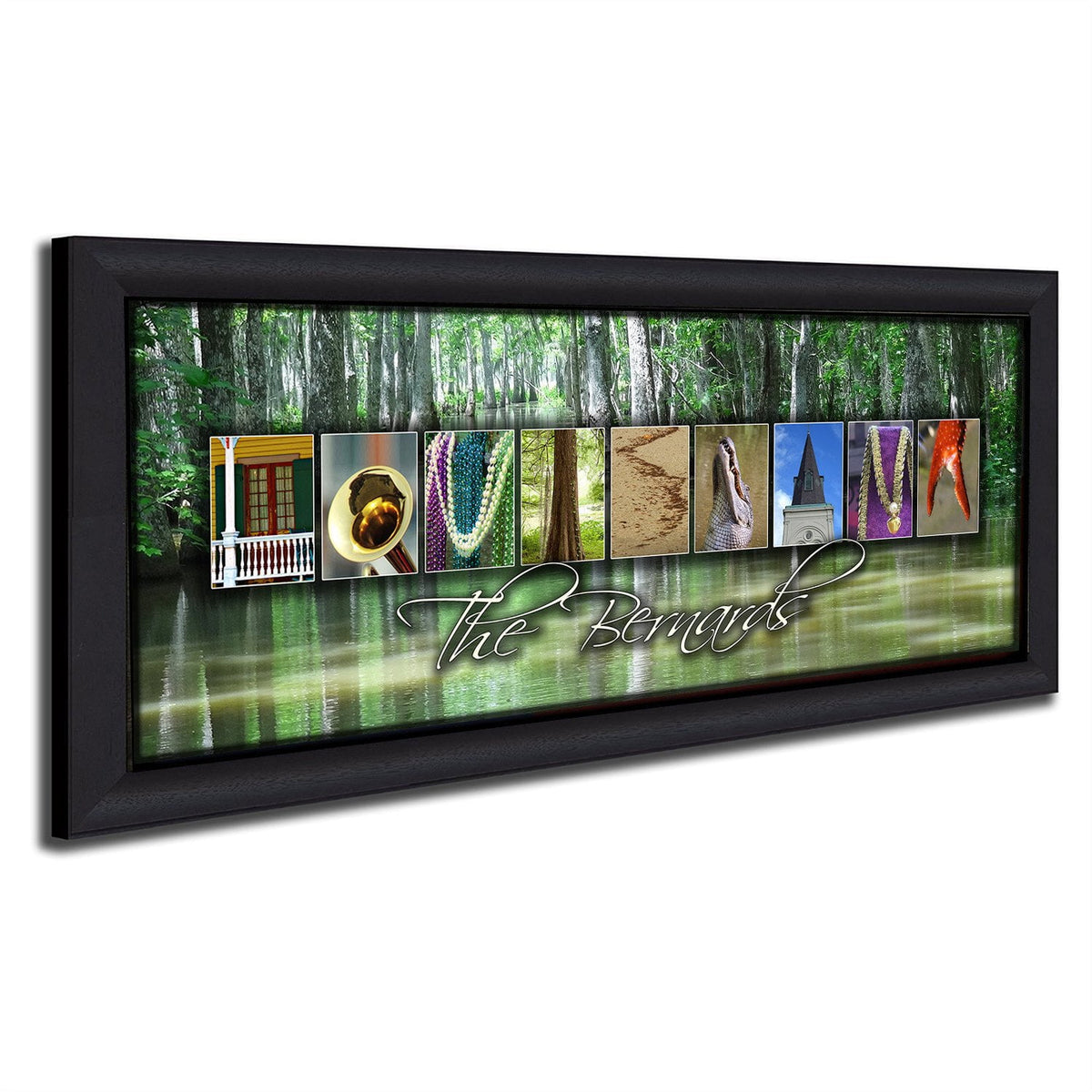 Personal-Prints art 13.5&quot;x32.5&quot; Framed Canvas LOUISIANA - State Name Art