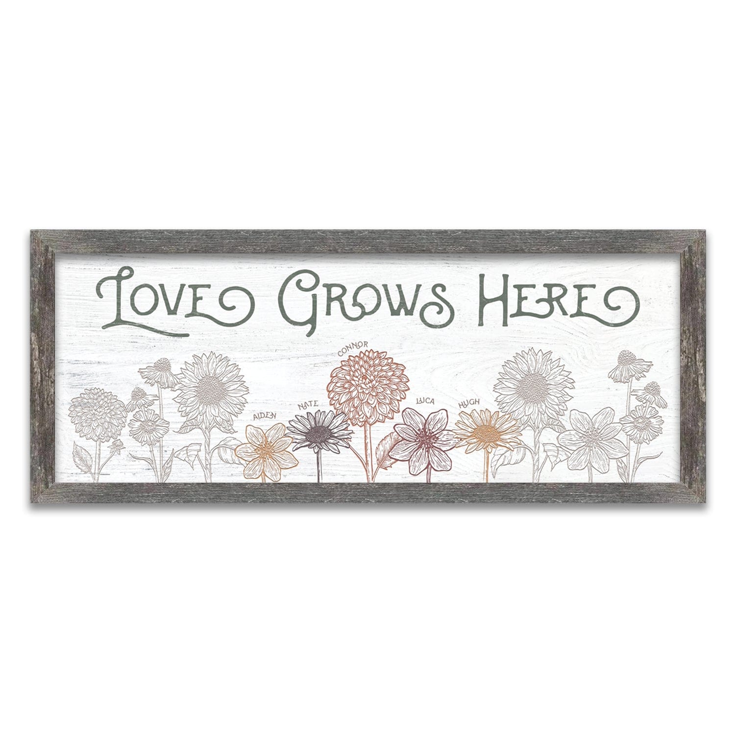Personal-Prints art 13.5"x32.5" Framed Canvas Love Grows Here
