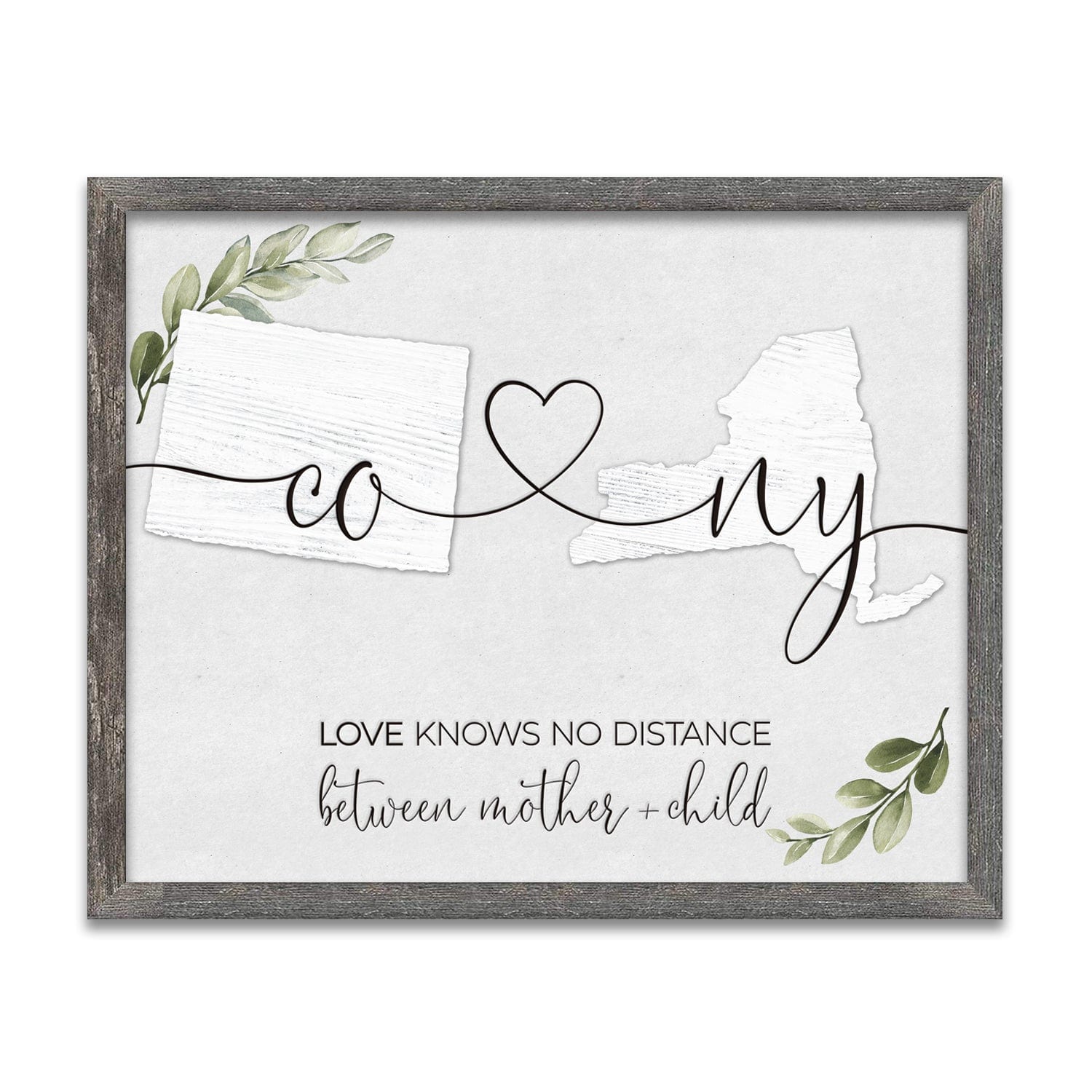 Personal-Prints art 12.5"x15.5" Framed Canvas Love Knows No Distance - Farmhouse