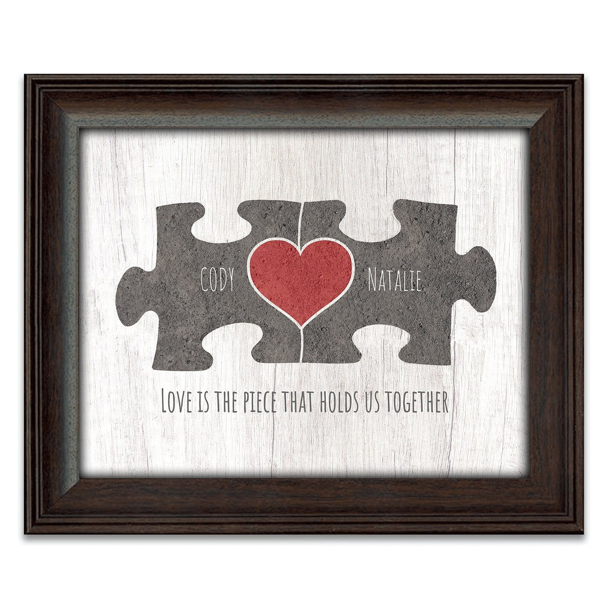 Personal-Prints art 14&quot;x17&quot; Under Glass Love Puzzle Pieces (Grey)