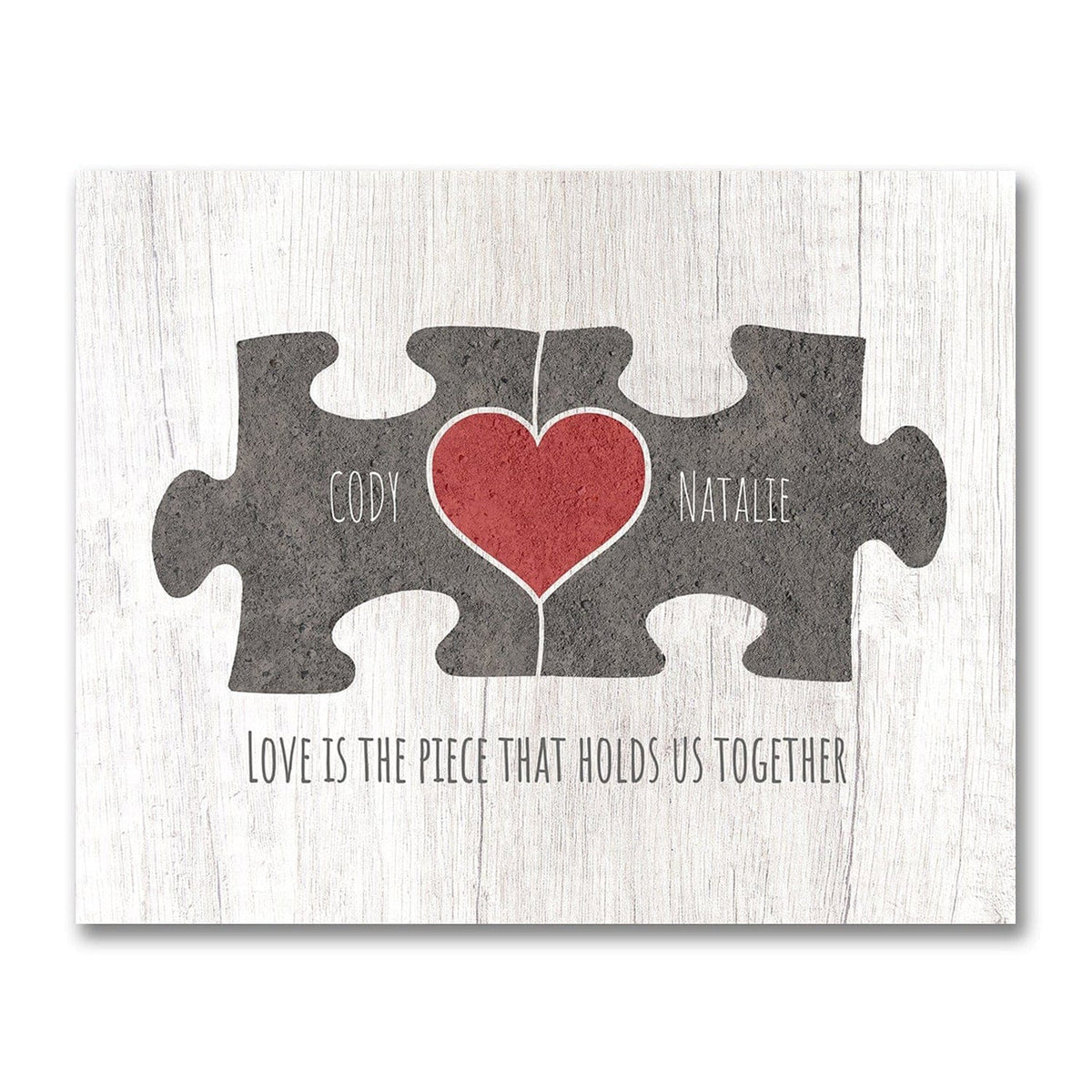 Personal-Prints art 11&quot;x14&quot; Block Mount Love Puzzle Pieces (Grey)