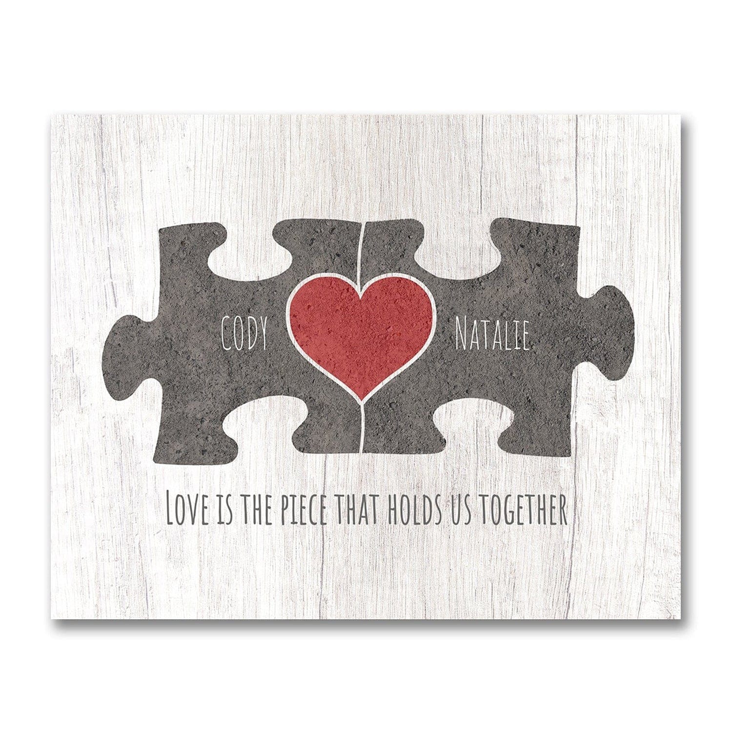 Personal-Prints art 11"x14" Block Mount Love Puzzle Pieces (Grey)