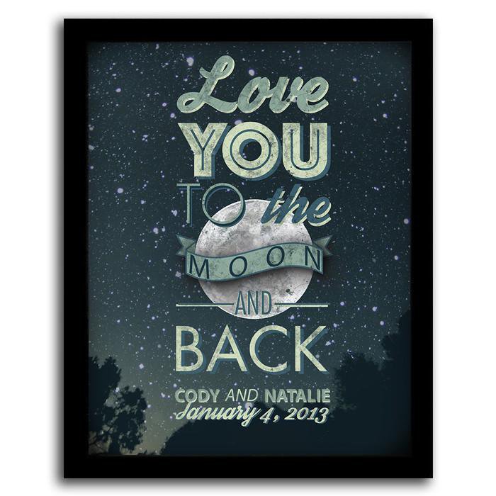 Personal-Prints art 12.5&quot;x15.5&quot; Framed Canvas Love You to the Moon