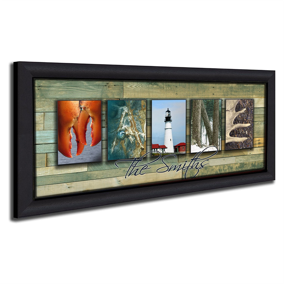 Personal-Prints art 13.5&quot;x32.5&quot; Framed Canvas MAINE - State Name Art