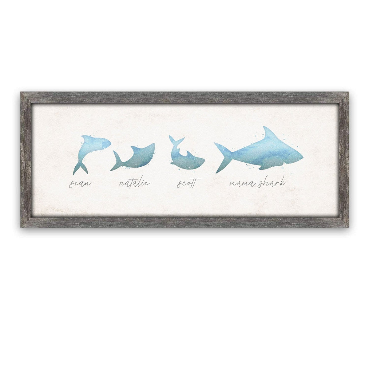 Personal-Prints art 13.5&quot;x32.5&quot; Framed Canvas Mama Shark