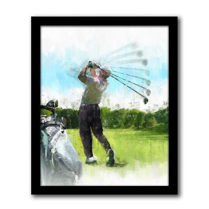 Personal-Prints art 12.5&quot;x15.5&quot; Framed Canvas Men&#39;s Golf Personalized Print