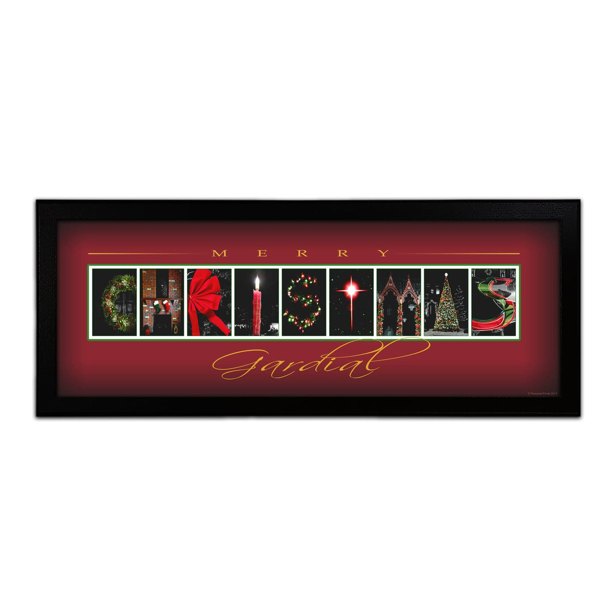 Personal-Prints art 13.5&quot;x32.5&quot; Framed Canvas Merry Christmas Letters