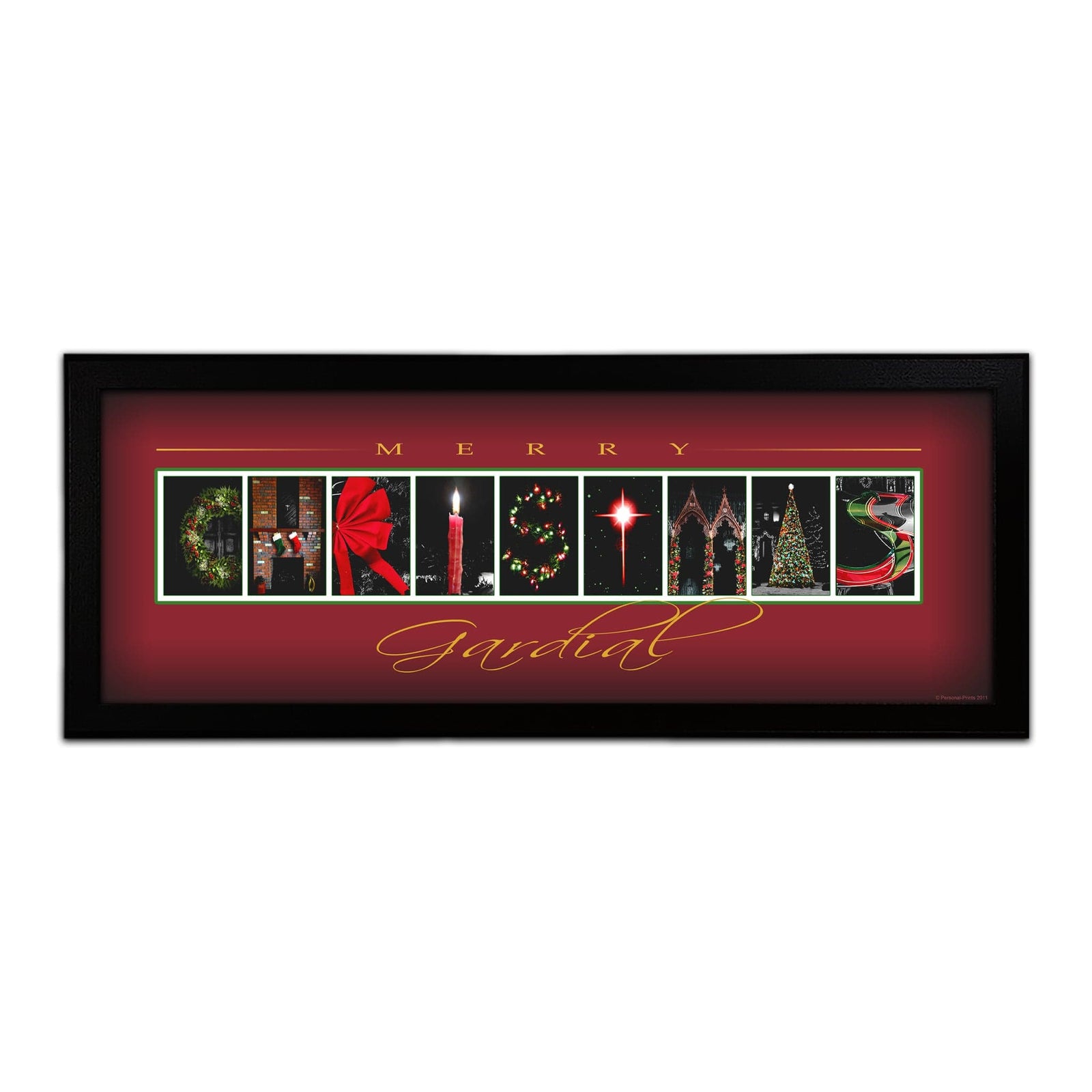Personal-Prints art 13.5"x32.5" Framed Canvas Merry Christmas Letters