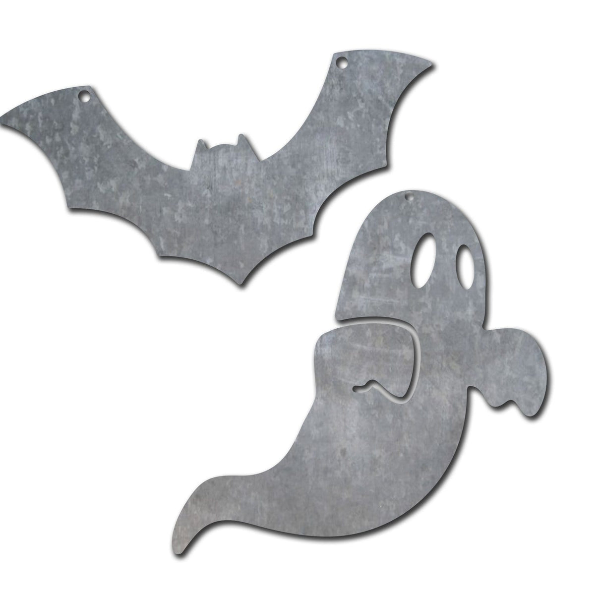 Personal-Prints art Ghost &amp; Bat set of 2 Metal Hanging Ghost &amp; Bat Set