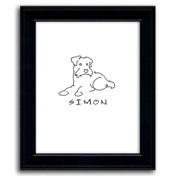 Personal-Prints art 12&quot;x15&quot; Under Glass Mini Schnauzer Line Drawing