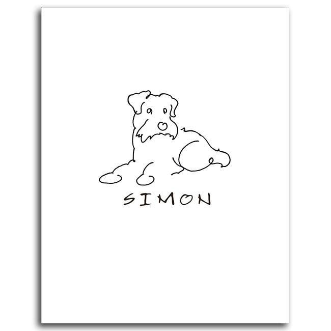 Personal-Prints art 6&quot;x8&quot; Mini Block Mount Mini Schnauzer Line Drawing