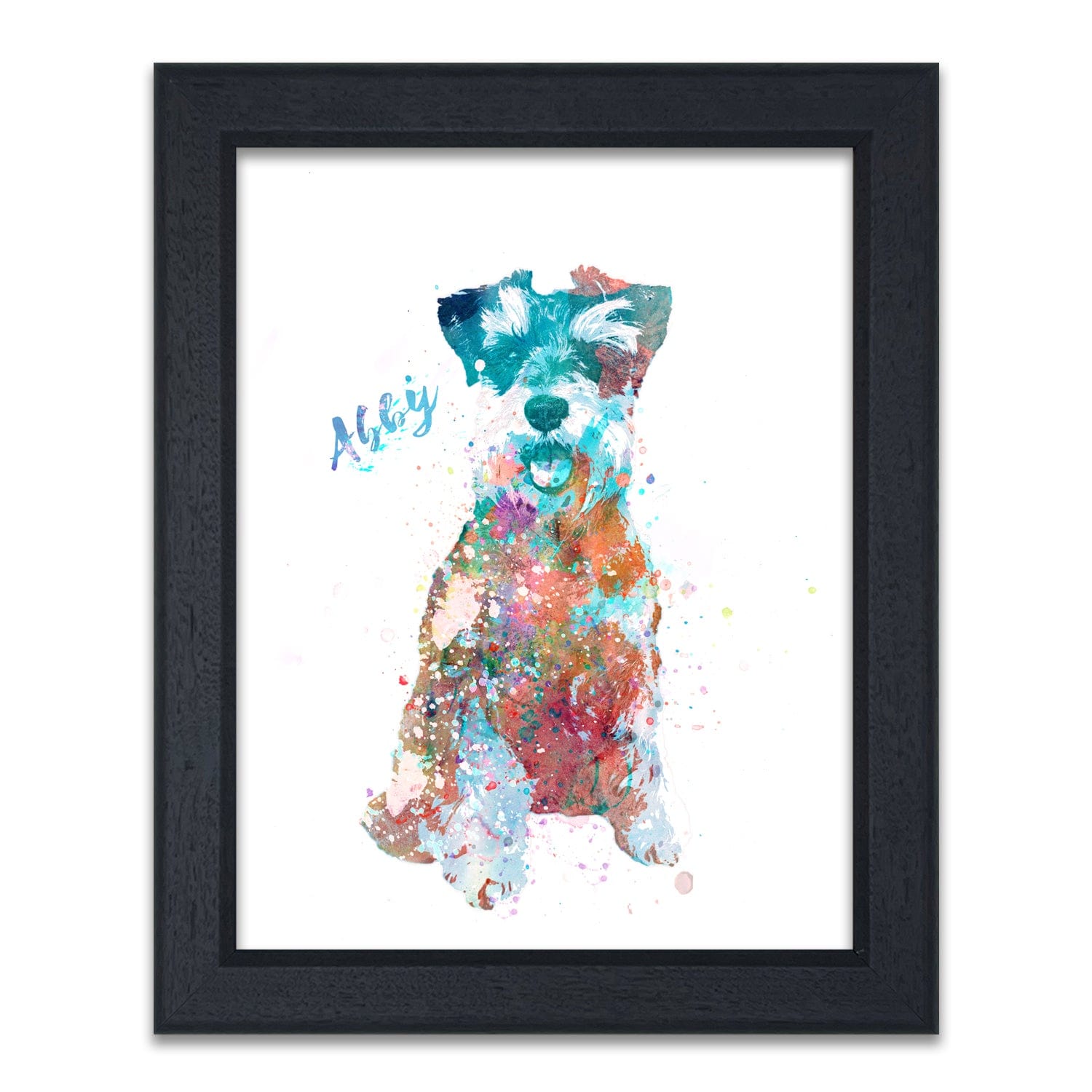 Personal-Prints art 14"x17" Under Glass Mini Schnauzer Watercolor Print