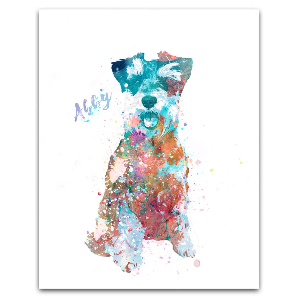 Personal-Prints art 6"x8" Block Mount Mini Schnauzer Watercolor Print