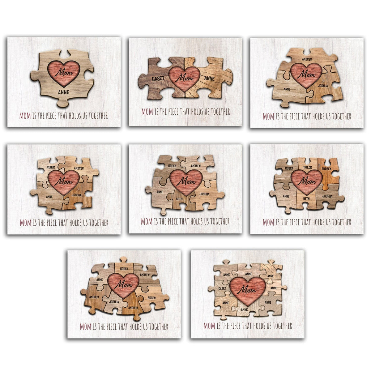 Personal-Prints art Mom &amp; Children Heart Puzzle Print