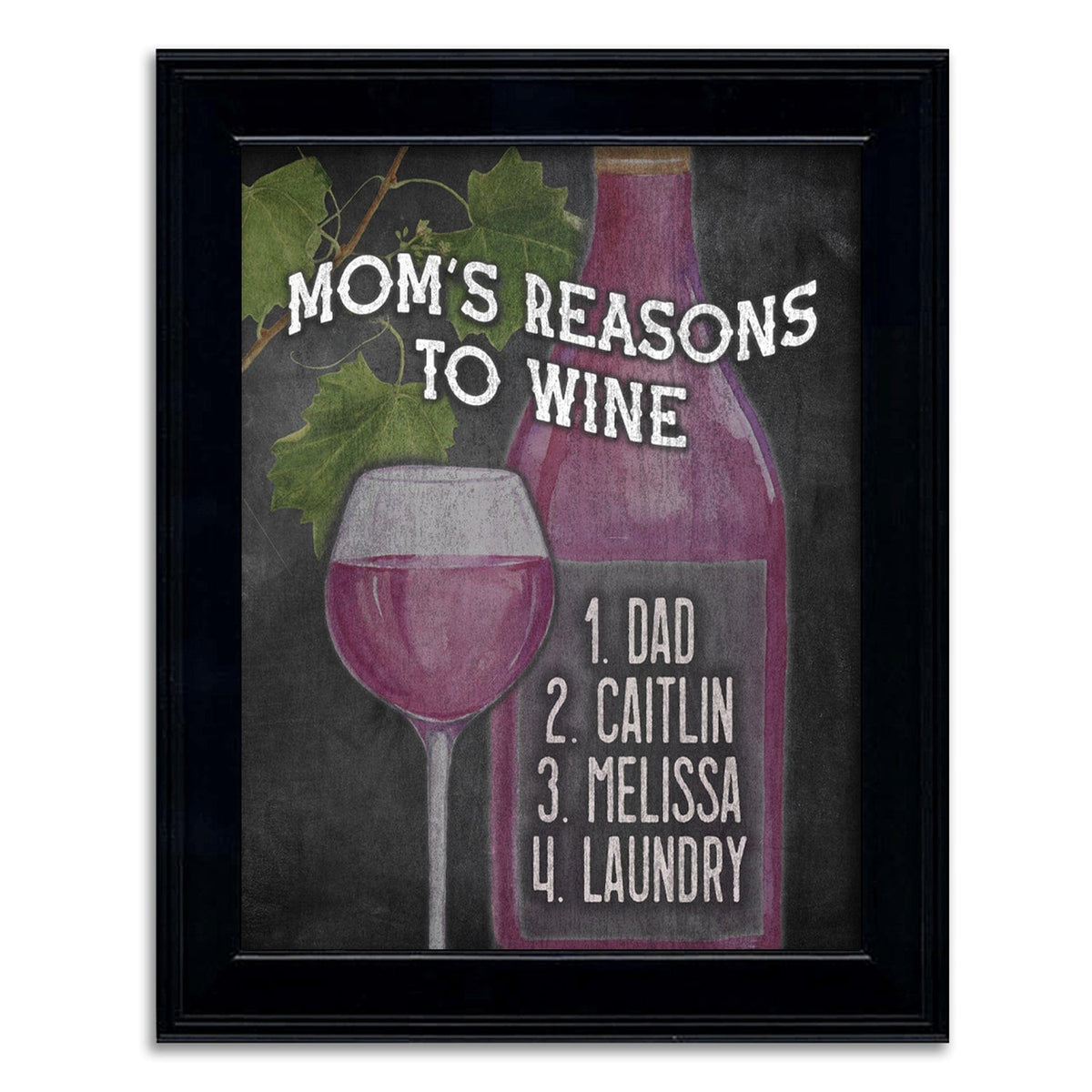 Personal-Prints art 14&quot;x17&quot; Under Glass Mom&#39;s Reasons to Wine