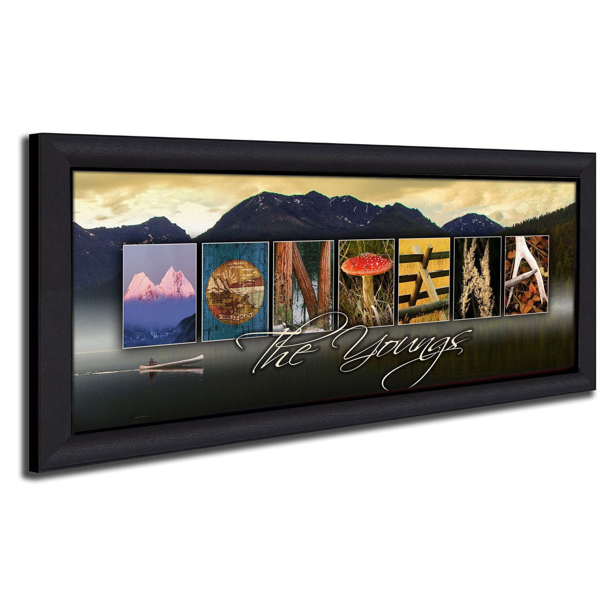 Personal-Prints art 13.5&quot;x32.5&quot; Framed Canvas MONTANA - State Name Art